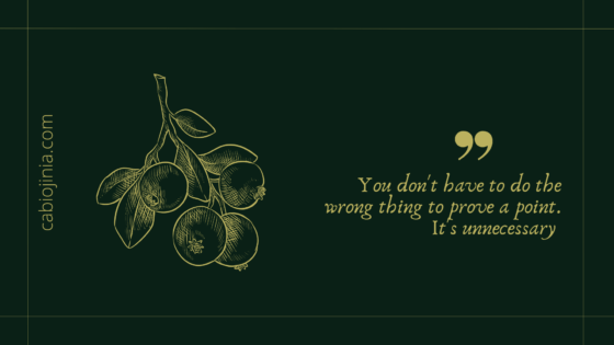 You don't have to do the wrong thing to prove a point. It's unnecessary