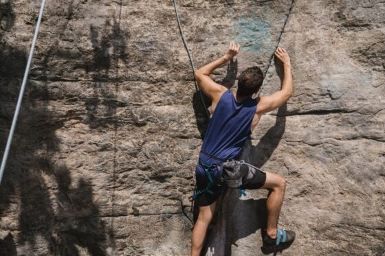 a person doing rock climbing