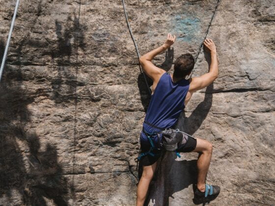 a person doing rock climbing