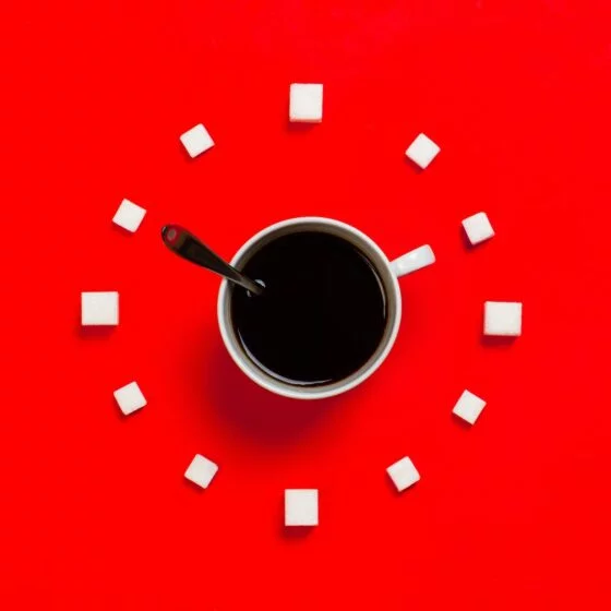 white mug on red background