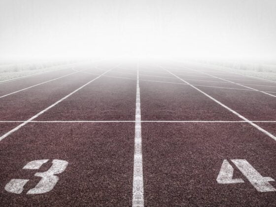 brown and white track field