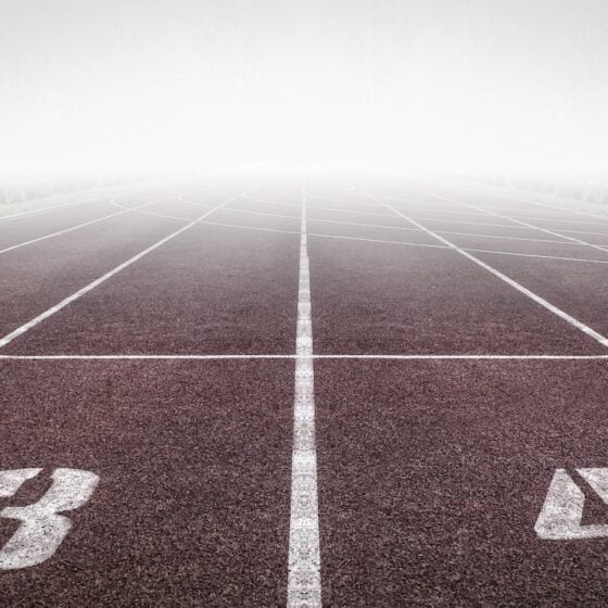 brown and white track field