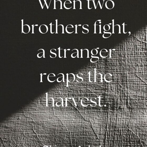 When two brothers fight, a stranger reaps the harvest - Chinua Achebe, arrow of God.
