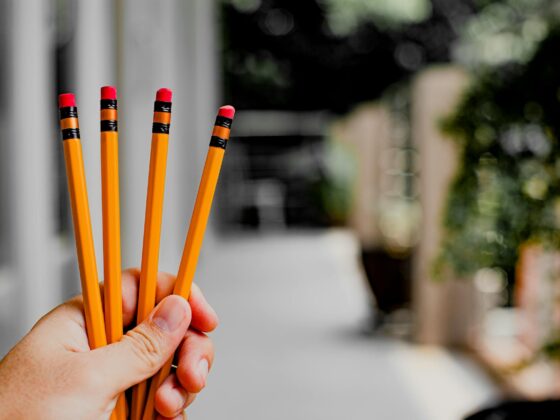 person holding pencils