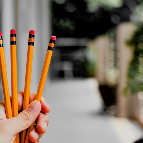 person holding pencils