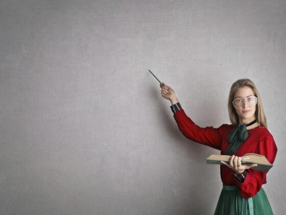 woman in discussing a lesson plan