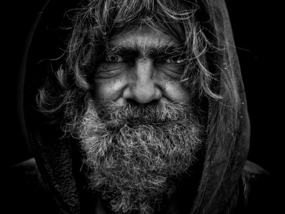 bearded man grey scale illustration