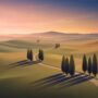 landscape, nature, field, trees, valley, mountains, road, journey, countryside, route, scenery, scenic, gradient, texture, colorful, design, shadow, painting, rural, horizon